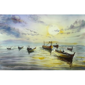 Shaima umer, 14 x 22 Inch, Water Color on Paper, Seascape Painting, AC-SHA-035